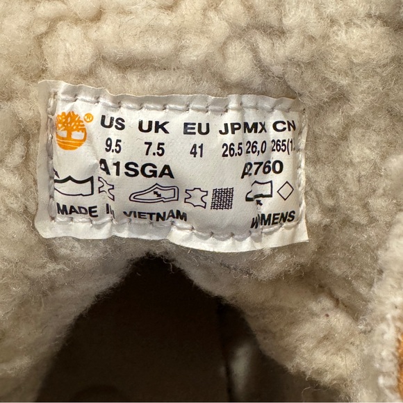 Women's Timberland Fleece-Lined Waterproof Roll-Top Boot Nubuck Wheat 9.5 - Picture 11 of 12